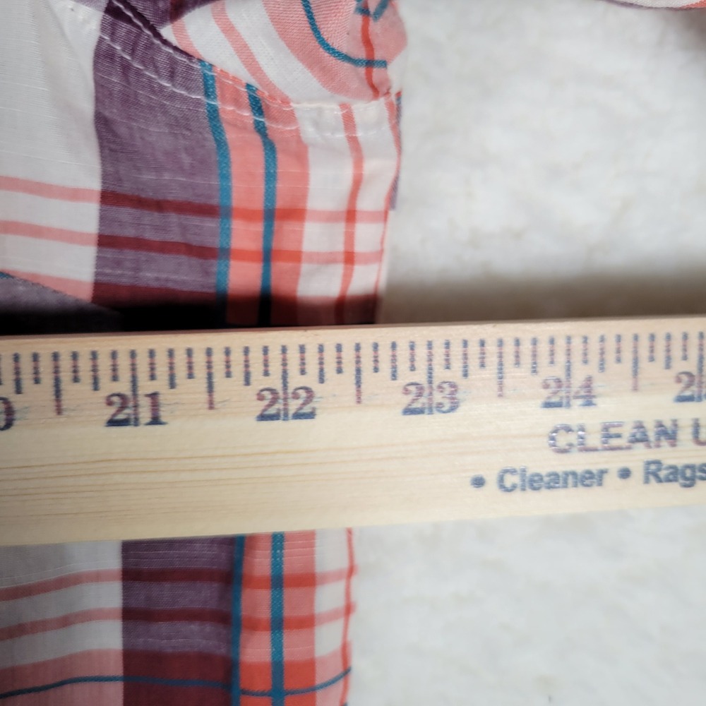 Wrangler Retro Mens XL Plaid Western Snap Shirt Purple Orange Cotton Blend - Picture 10 of 15